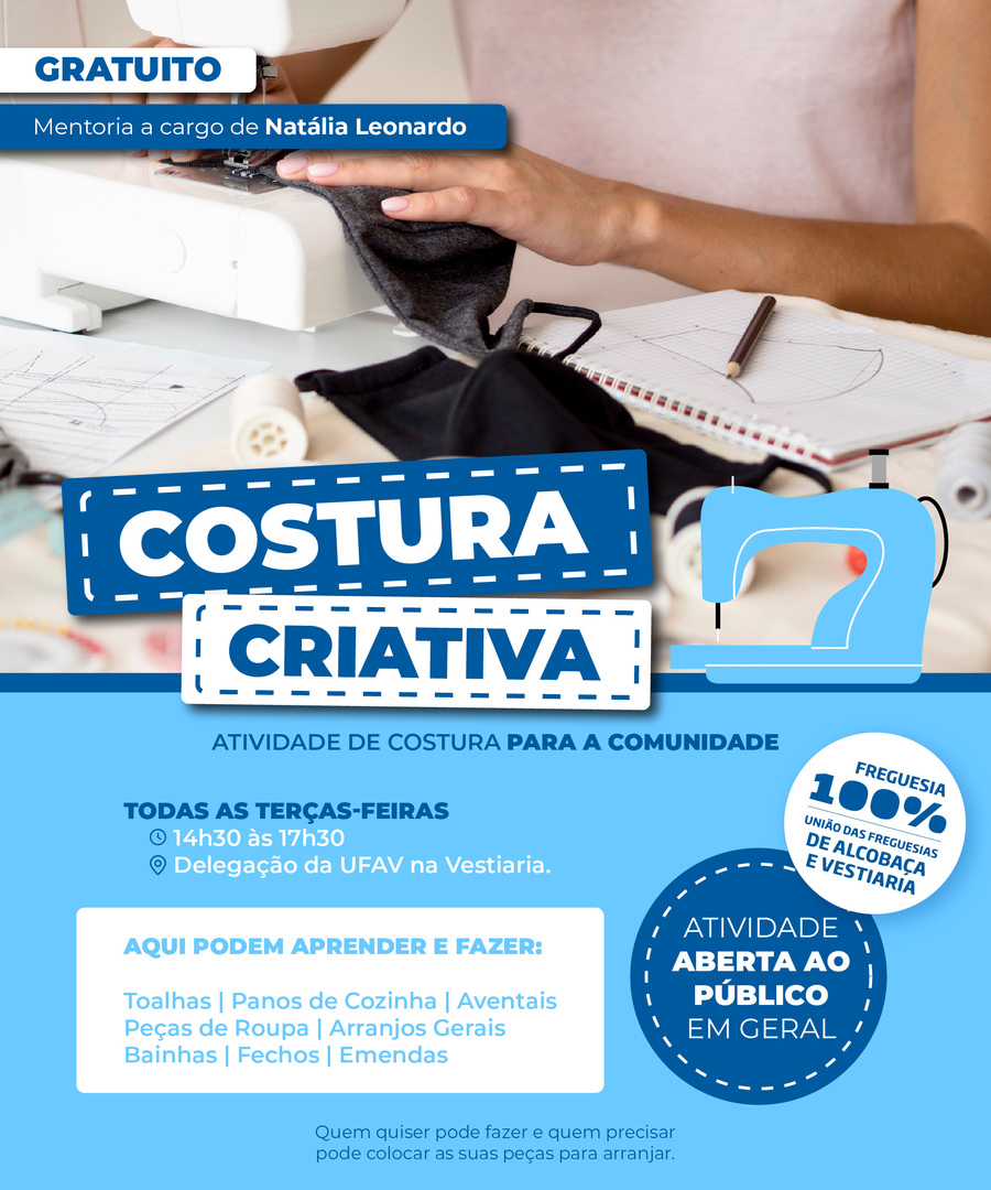 COSTURA CRIATIVA - GRATUITO PARA A COMUNIDADE!