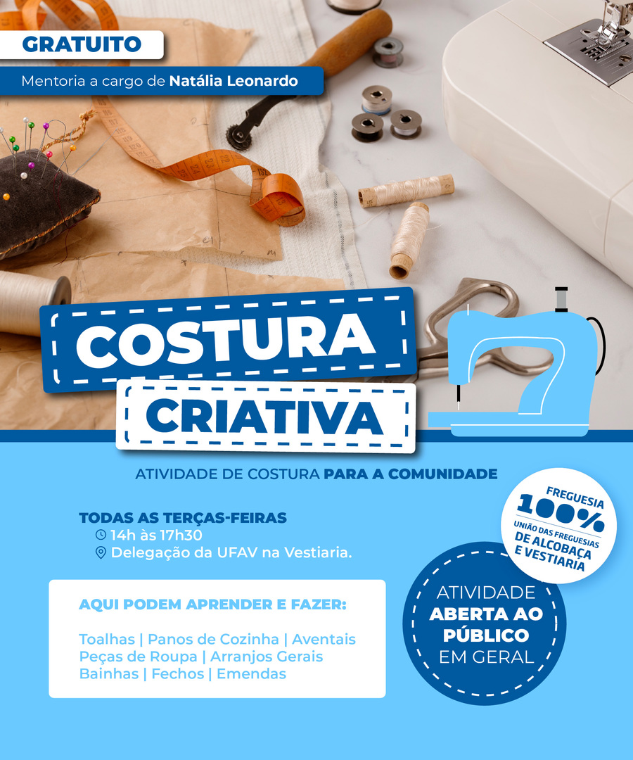 COSTURA CRIATIVA - GRATUITO PARA A COMUNIDADE!